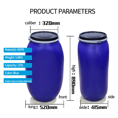Tambour en plastique 125L de baril de chiffre d'affaires scellé grande par bouche