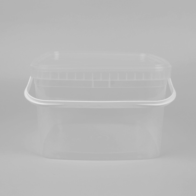 Seau carré clair de seau en plastique transparent de l'accueil 3L d'ODM d'OEM pour la pâtisserie de nourriture