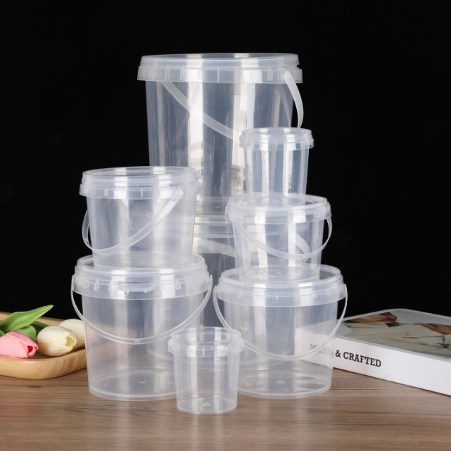 Seau alimentaire en plastique personnalisable avec couvercle et poignée disponibles Certification CAS/FDA/SGS/ISO9001