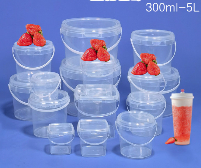Seau alimentaire en plastique personnalisable avec couvercle et poignée disponibles Certification CAS/FDA/SGS/ISO9001