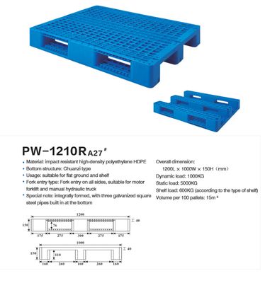 Le chariot élévateur 9 pieds de protection étanche à l'humidité standard multi de palette en plastique résistante s'est épaissi