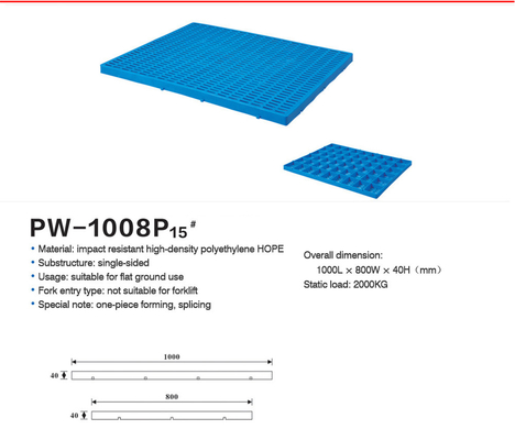 Palette en plastique réutilisable antidérapant avec quantité minimale de commande