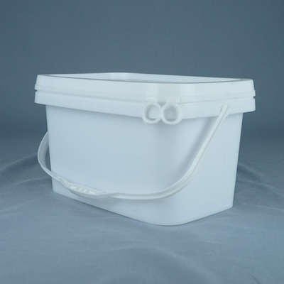 seau en plastique de rectangle de la catégorie 5kg comestible avec la poignée et le couvercle