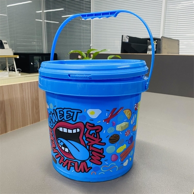 Seaux en plastique ronds de catégorie comestible petits avec la poignée commode