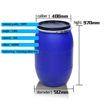 tambour en plastique chimique de baril de grand seau de bouche de seau de la bride 160L