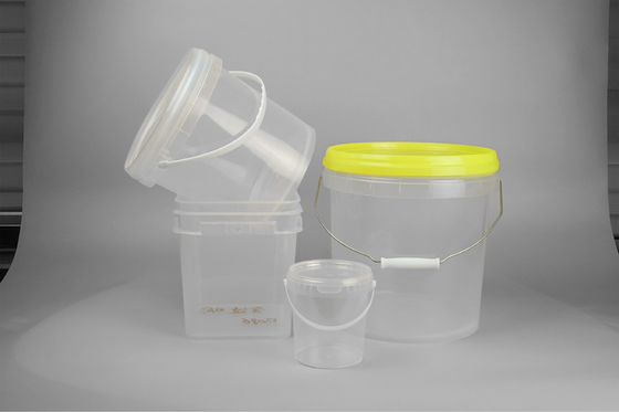 Seau en plastique transparent extérieur lisse pour la crème glacée