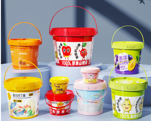 Seau de stockage en plastique blanc personnalisé réutilisable pour la nourriture
