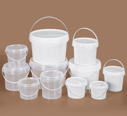 Seau en plastique transparent durable et personnalisable, avec une surface lisse et des épaisseurs variables