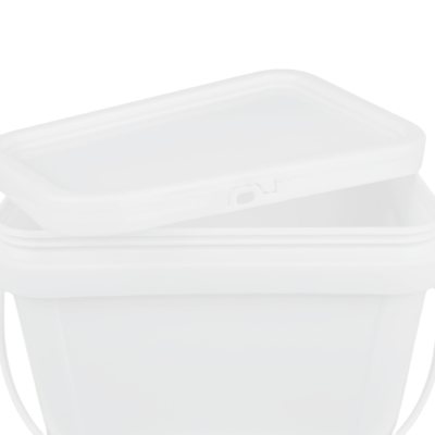 Seau carré en plastique de qualité alimentaire avec IML/Transfert thermique/Sérigraphie 1,2 kg