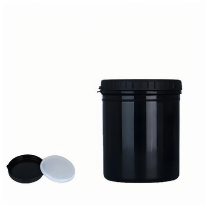Pot en plastique écologique avec bouchon rabattable et fond recyclable en une seule pièce