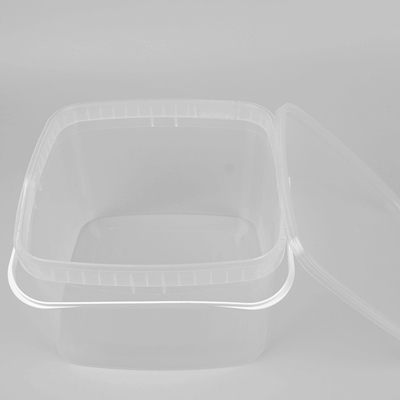 Seau carré clair de seau en plastique transparent de l'accueil 3L d'ODM d'OEM pour la pâtisserie de nourriture