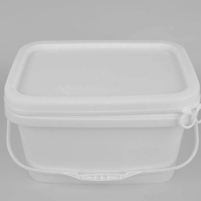 seau carré blanc de polypropylène de seau de la catégorie 5L comestible avec le couvercle