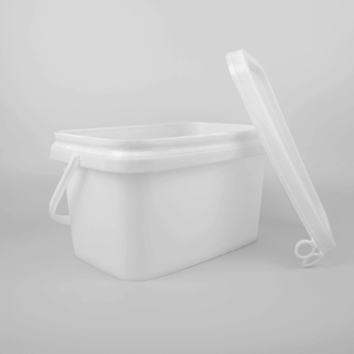 seau carré blanc de polypropylène de seau de la catégorie 5L comestible avec le couvercle
