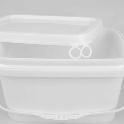 5L pp usinent les seaux en plastique de place blanche de seau de stockage rectangulaires