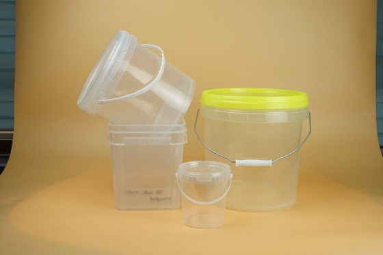 Seau en plastique transparent personnalisable pour le stockage et l'affichage des aliments